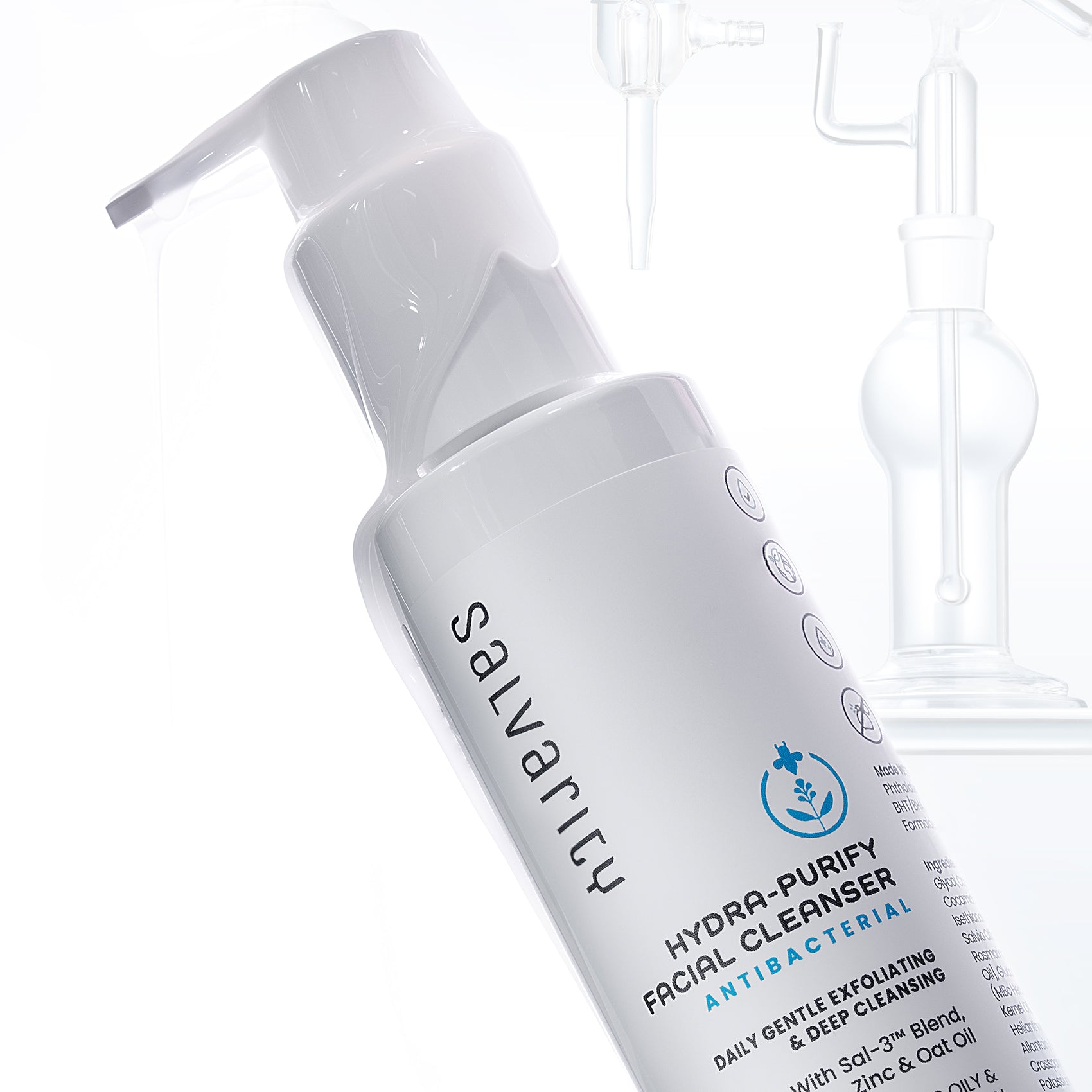 Salvarity Hydra-Purify Facial Cleanser bottle on a white background