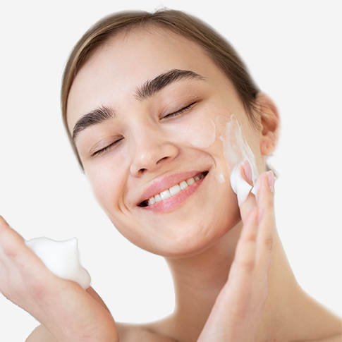 Girl washing her face with Salvarity cleanser