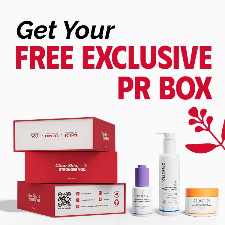 Promotional image for a free exclusive PR box with skincare products for retail