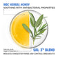 MBC Herbal Honey with antibacterial properties, featuring a bowl of honey and herbs on a white background.